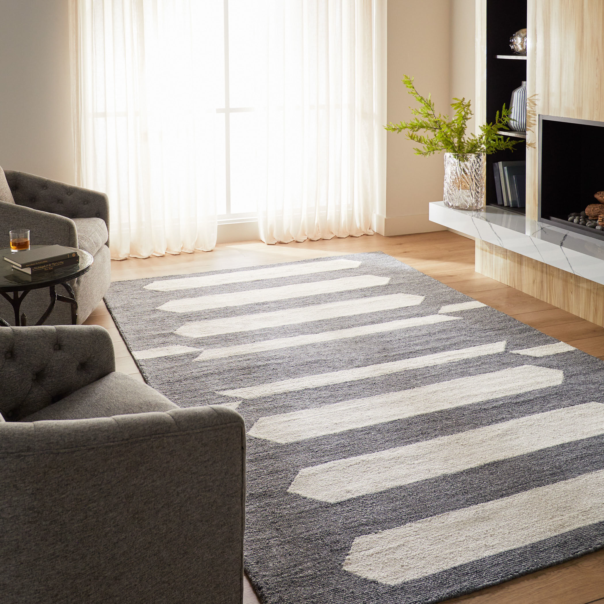 Kali 36 X 24 inch Grey/White Rug in 2 x 3