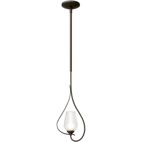 Flora 1 Light 7.6 inch Dark Smoke Mini Pendant Ceiling Light in Seeded with Opal, Up Light