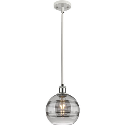 Ballston Rochester 1 Light 8 inch White Polished Chrome Stem Hung Mini Pendant Ceiling Light