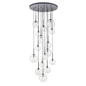 Delilah LED 34 inch Black Multi Port Pendant Ceiling Light in Clear