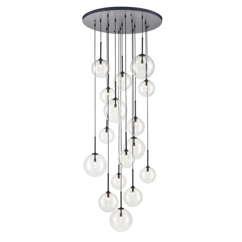 Delilah LED 34 inch Black Multi Port Pendant Ceiling Light in Clear
