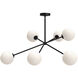Alora Mood Cassia 6 Light 39.5 inch Matte Black Chandelier Ceiling Light in Opal Glass Shade