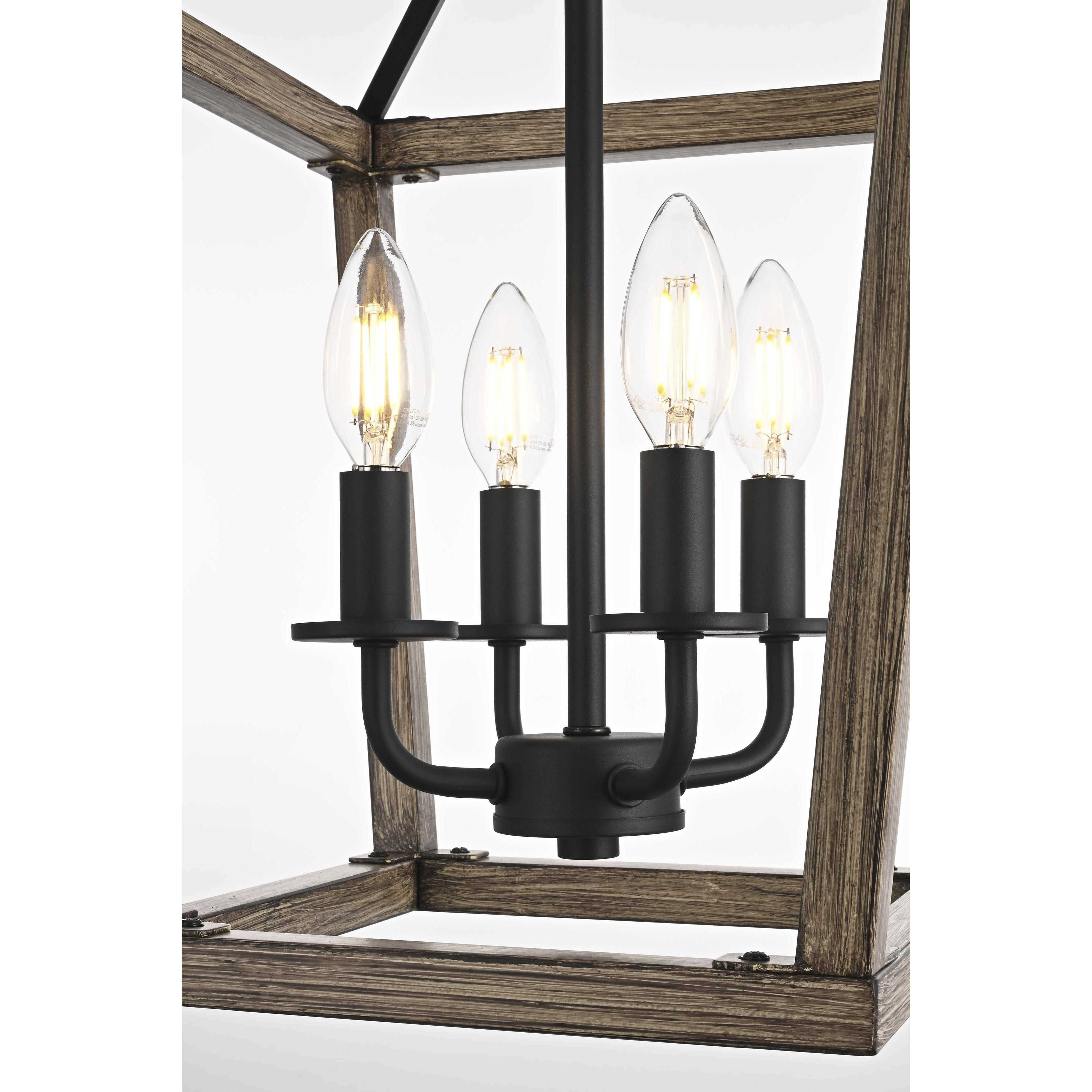 Gage 4 Light 12 inch Brown and Black Pendant Ceiling Light