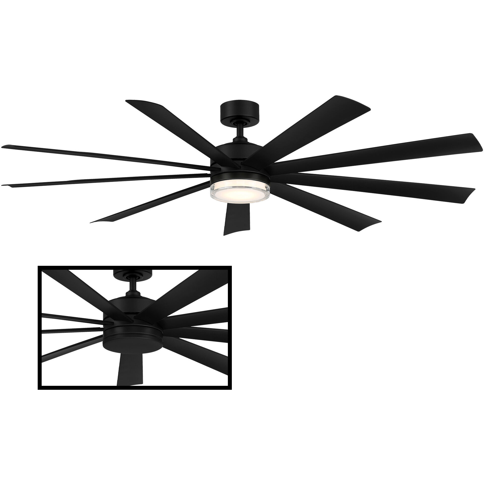 Wynd XL 72 inch Matte Black Downrod Ceiling Fan in 3500K