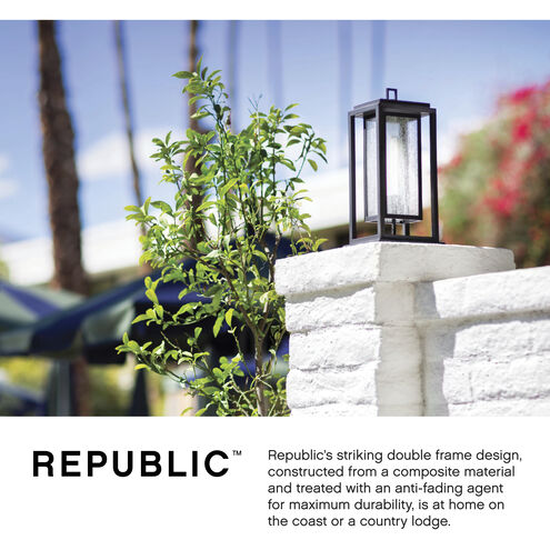 Coastal Elements Republic LED 17 inch Satin Nickel Outdoor Pier Mount Lantern, Estate Series
