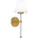 Andrea 1 Light 6.5 inch Brushed Gold Wall Sconce Wall Light, Small