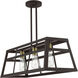 Schofield 3 Light 30 inch Bronze with Antique Brass Accents Linear Chandelier Ceiling Light