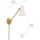 Sylvia 1 Light 5.5 inch Natural Brass Wall Sconce Wall Light
