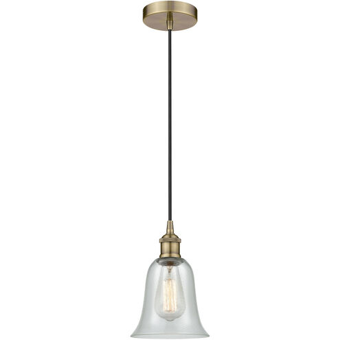 Edison Hanover 1 Light 6.25 inch Antique Brass Mini Pendant Ceiling Light in Fishnet Glass