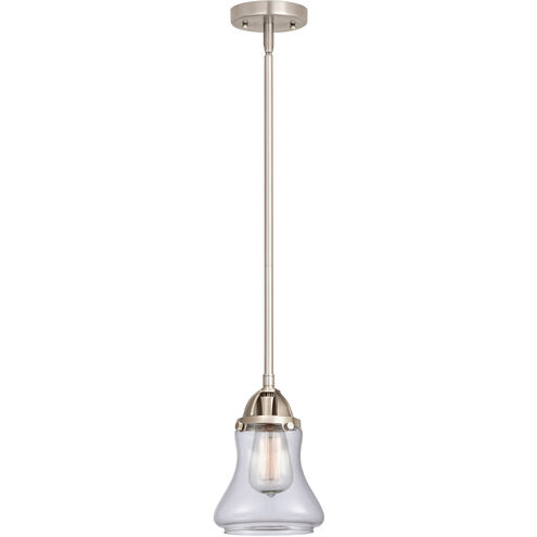 Nouveau 2 Bellmont LED 6 inch Brushed Satin Nickel Mini Pendant Ceiling Light in Clear Glass