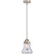 Nouveau 2 Bellmont LED 6 inch Brushed Satin Nickel Mini Pendant Ceiling Light in Clear Glass