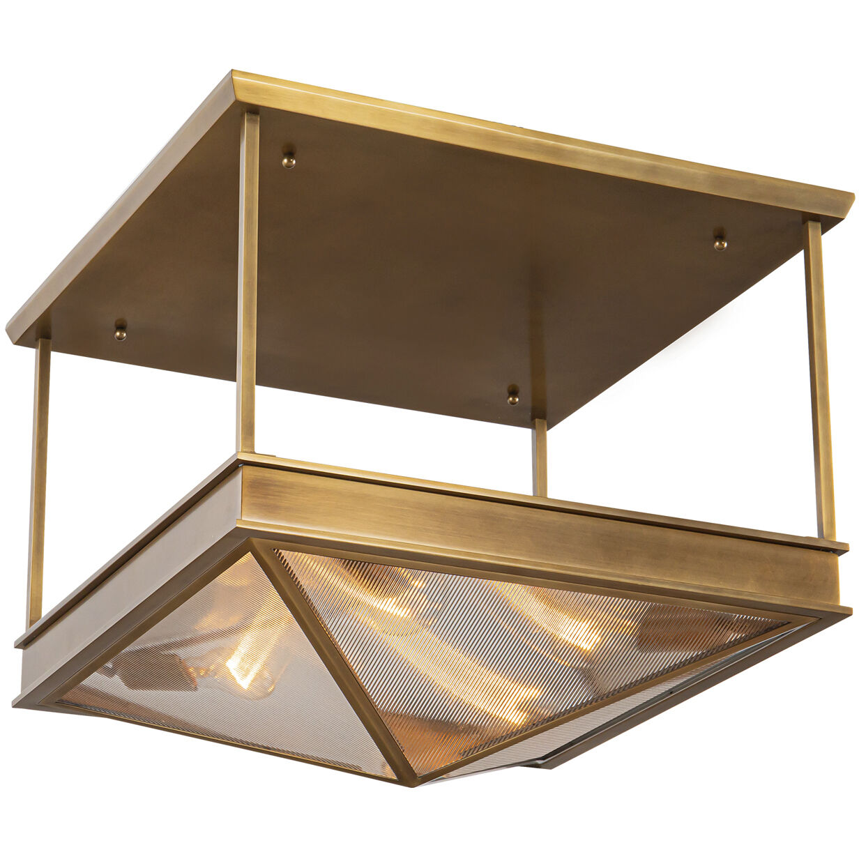 Cairo 4 Light 19 inch Vintage Brass Semi-Flush Mount Ceiling Light