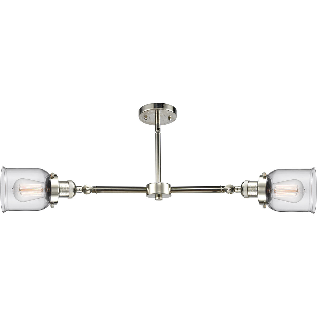 Franklin Restoration Small Bell 2 Light 21 inch Polished Nickel Chandelier Ceiling Light in Clear Glass, Franklin Restoration