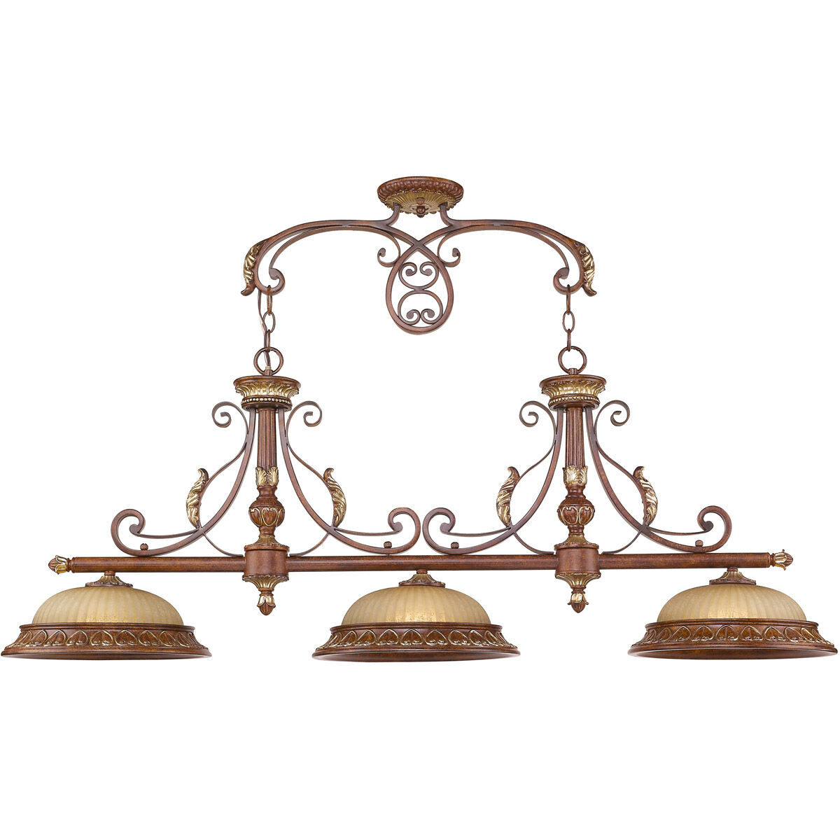 Villa Verona 3 Light 52 inch Verona Bronze with Aged Gold Leaf Accents Island Ceiling Light