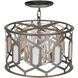 Hexly 3 Light 16 inch Bronze and Sultry Silver Semi Flush Mount Ceiling Light