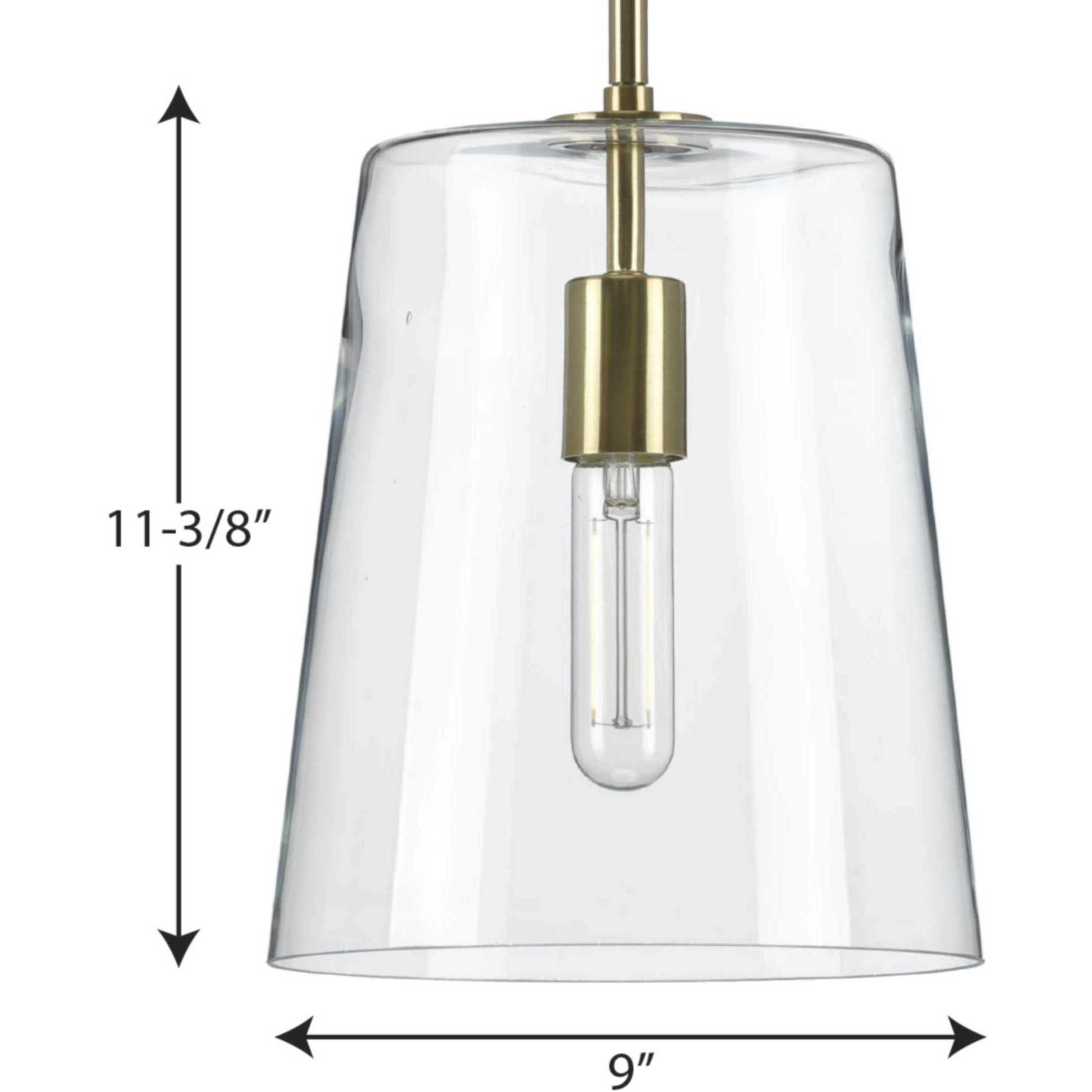 Clarion 1 Light Satin Brass Pendant Ceiling Light, Small
