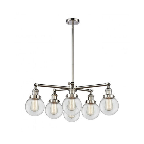 Franklin Restoration XX-Large Beacon 6 Light 35 inch Polished Nickel Chandelier Ceiling Light in Incandescent, Clear Glass, Franklin Restoration