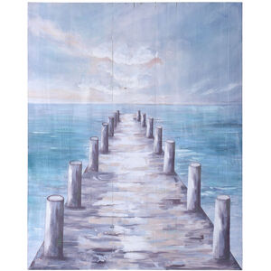 Boardwalk View Blue-Grey-and White Multi-color-Painted Wall Art