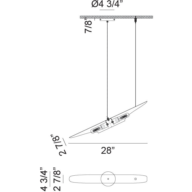 Stylus 2 Light 2.88 inch Aged Gold Brass Chandelier Ceiling Light
