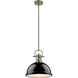 Yep Duncan 1 Light 14 inch Aged Brass Pendant Ceiling Light in Black