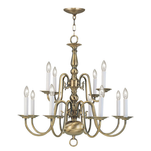 Williamsburgh 12 Light 26 inch Antique Brass Chandelier Ceiling Light
