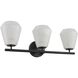 Brooke 3 Light 22.5 inch Black Bathroom Vanity Wall Light