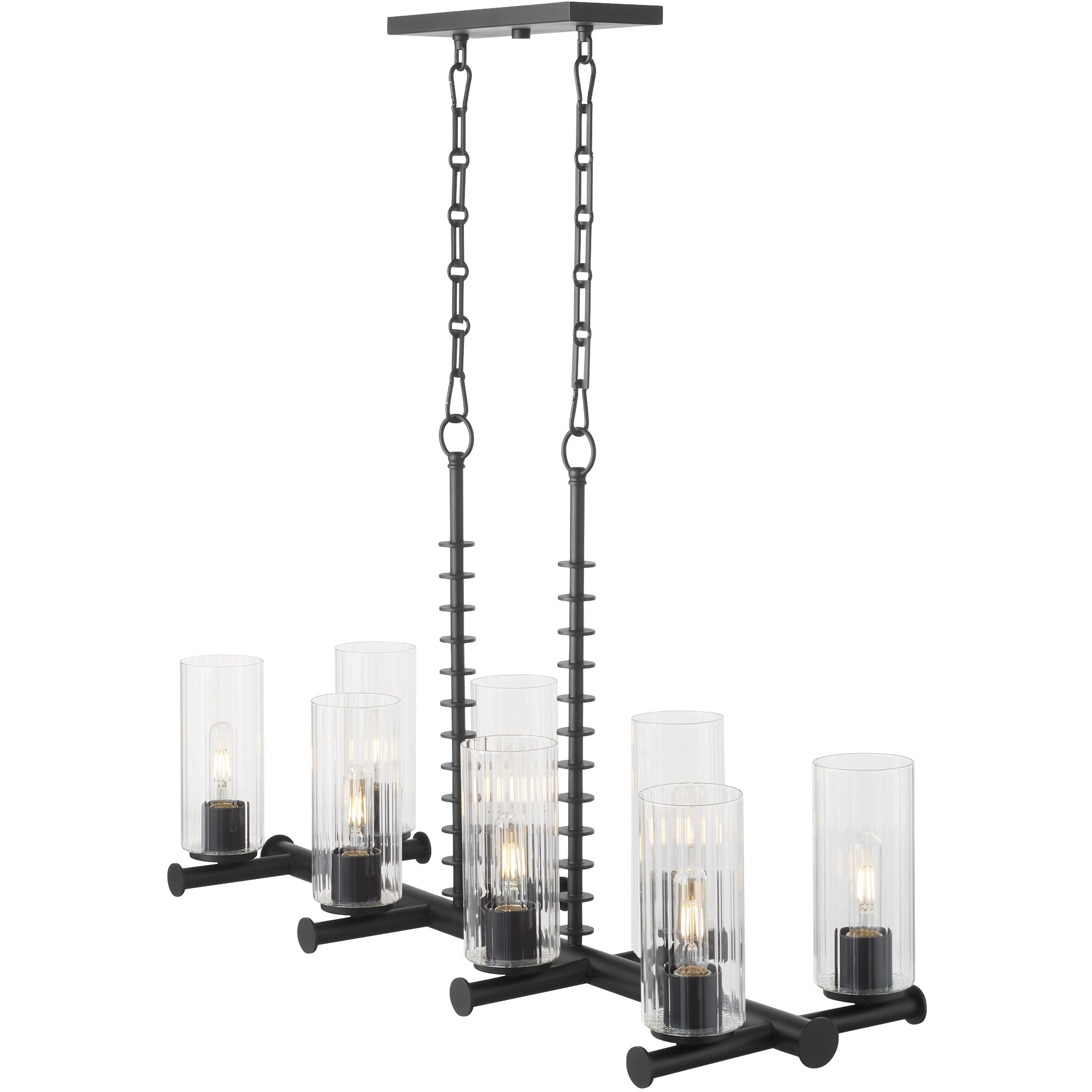 Mercier 8 Light 40.25 inch Matte Black Linear Chandelier Ceiling Light