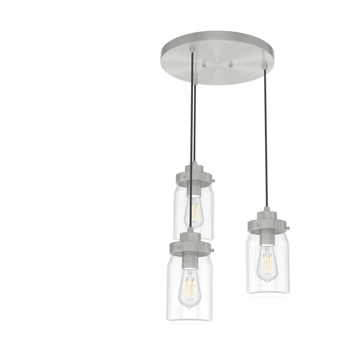3 light cluster pendant brushed nickel 2025