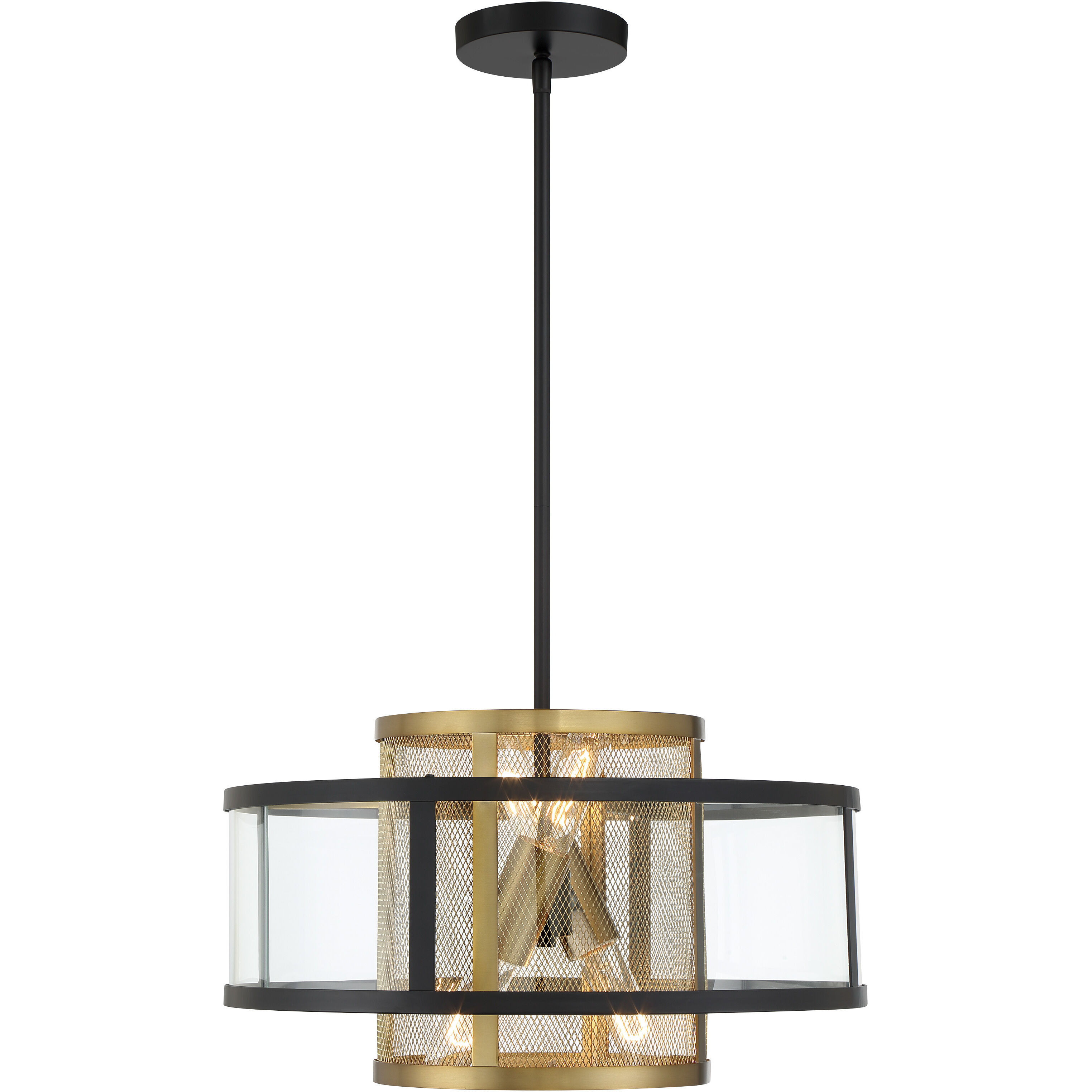 Soho 4 Light 18 inch Coal And Soft Brass Pendant and Semi-Flush Ceiling Light