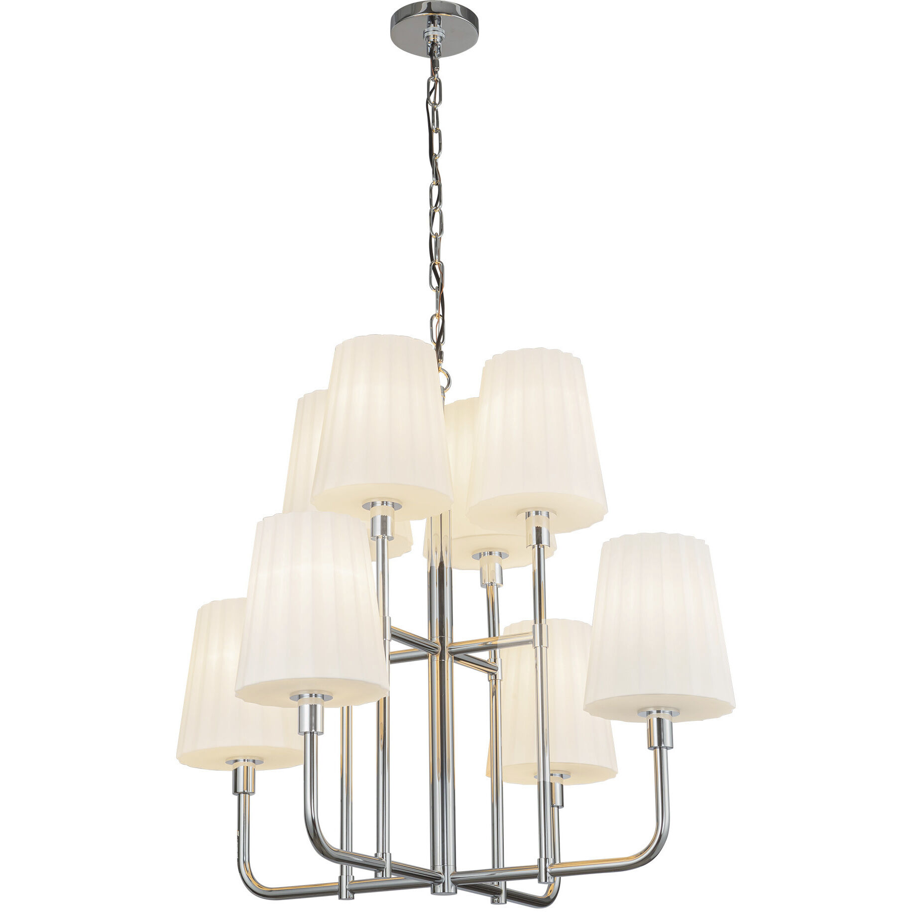 Alora Mood Plisse 8 Light 30 inch Chrome/Opal Matte Glass Chandelier Ceiling Light