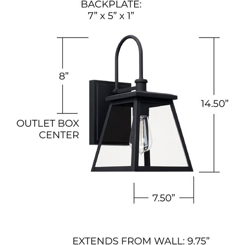 Belmore 1 Light 15 inch Black Outdoor Wall Lantern