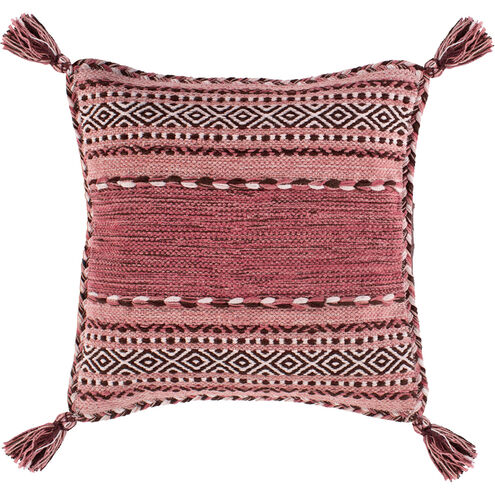 Trenza 22 X 22 inch Bright Pink/Pale Pink/Blush/White/Rose/Dark Brown Pillow Kit, Square