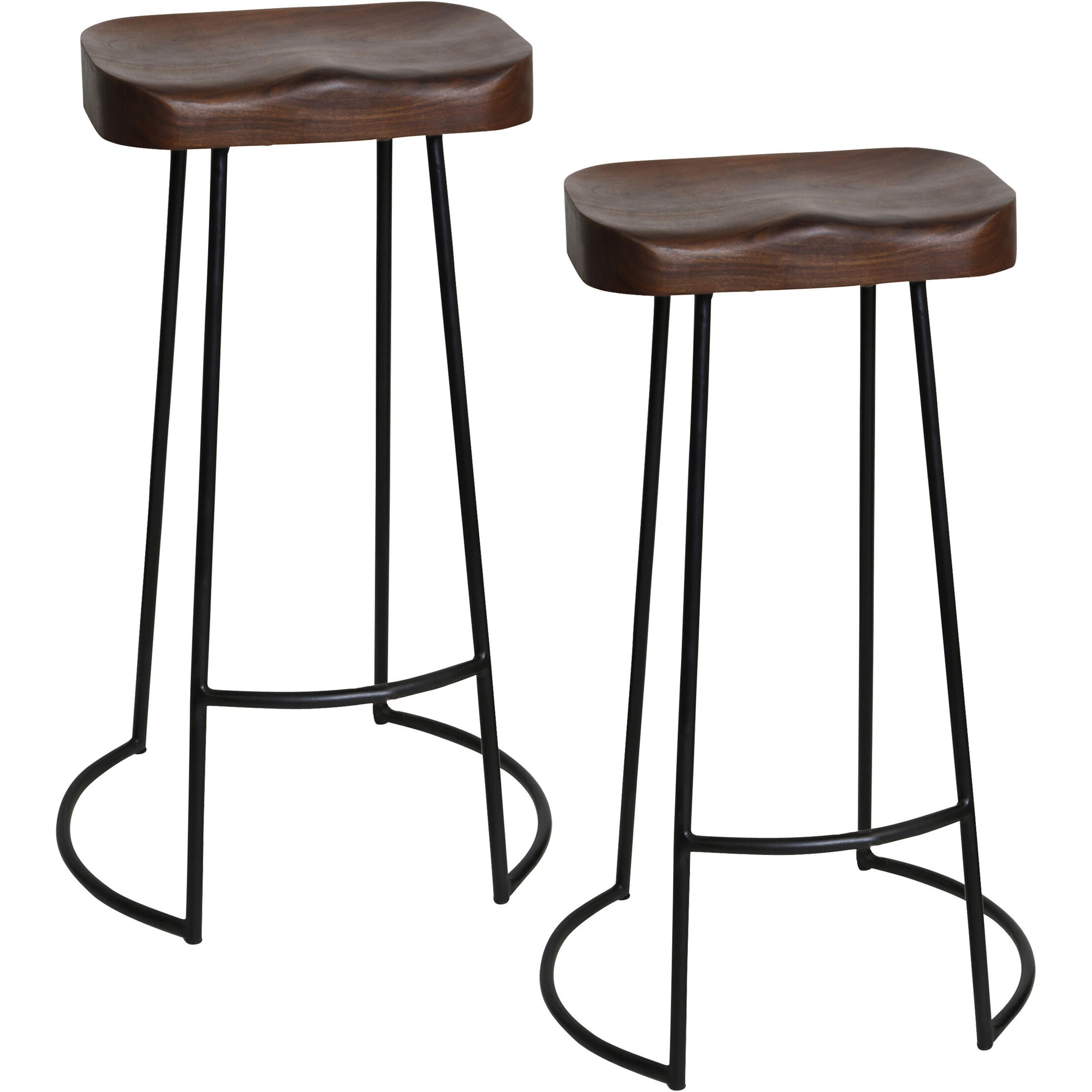 Saffle Frame 30 inch Dark Brown and Black Barstool Set