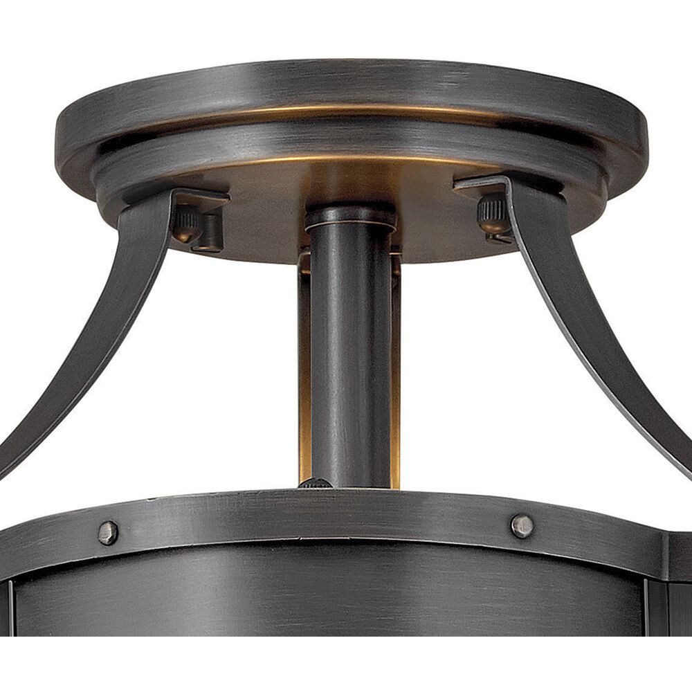 Chance 2 Light 14.25 inch Blackened Brass Indoor Semi-Flush Mount Ceiling Light