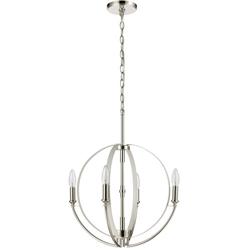 Rotunde 4 Light 18 inch Matte White with Polished Nickel Chandelier Ceiling Light in Matte White/Polished Nickel