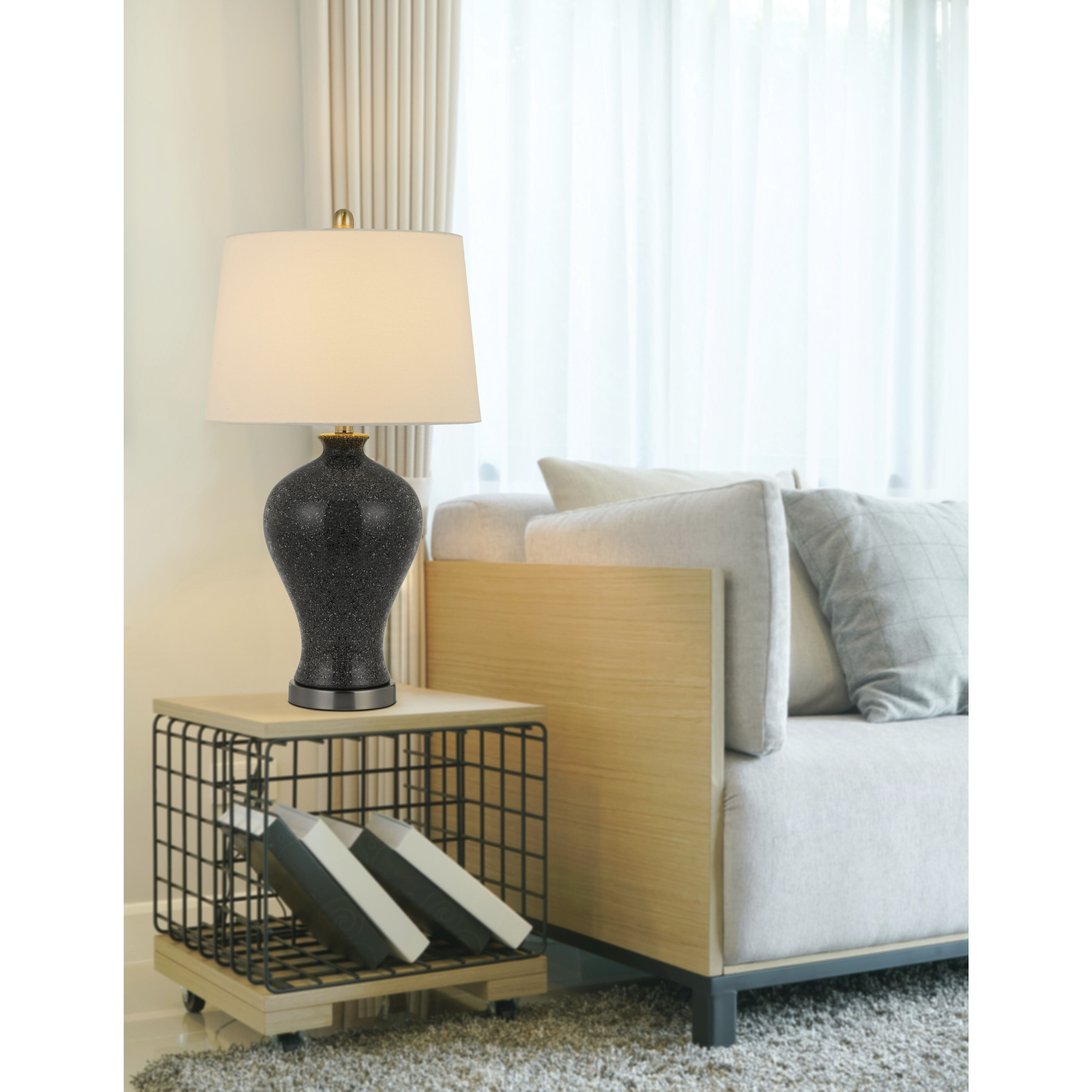 Megara 27 inch 100 watt Marble Table Lamp Portable Light, Pair