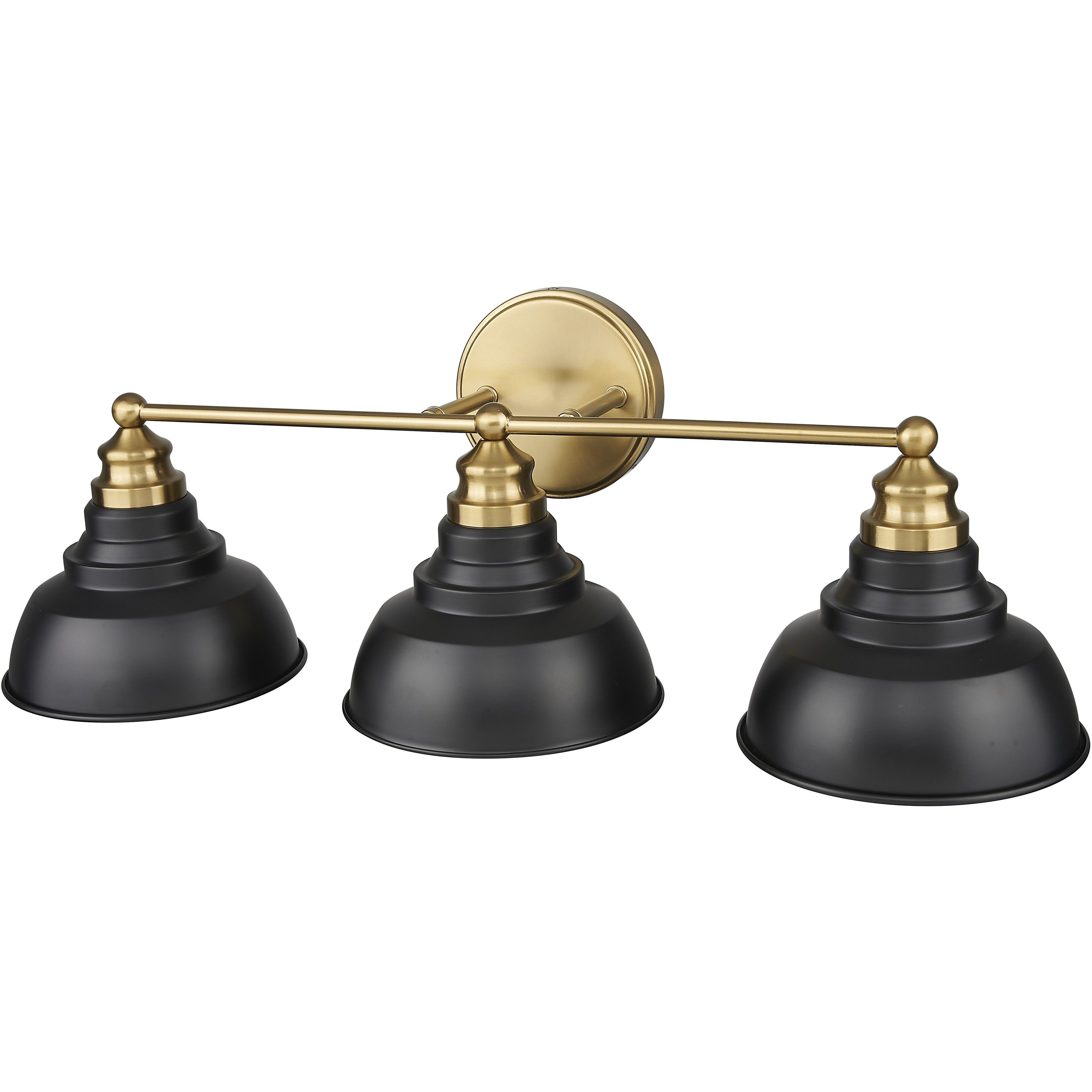 Bishop 3 Light 28 inch Matte Black and Brass Vanity Wall Light