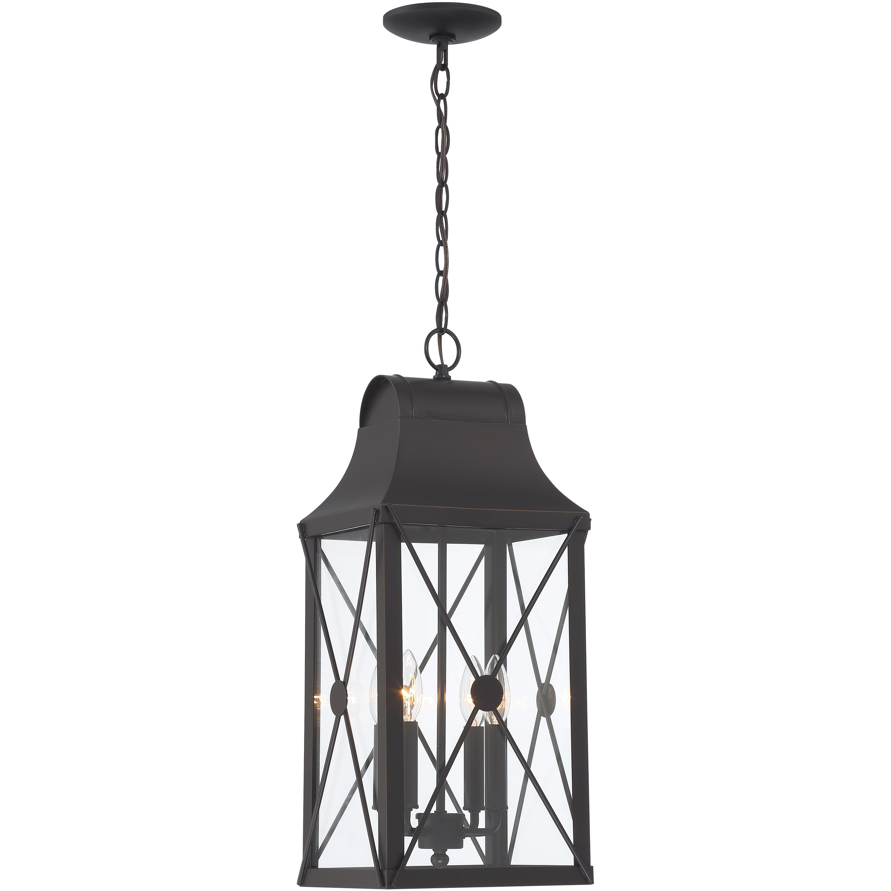 De Luz 4 Light 10.5 inch Oil Rubbed Bronze/Gold Outdoor Chain Hung, The Great Outdoors