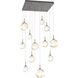 Gem LED Graphite Chandelier Ceiling Light, Square Multi-Port