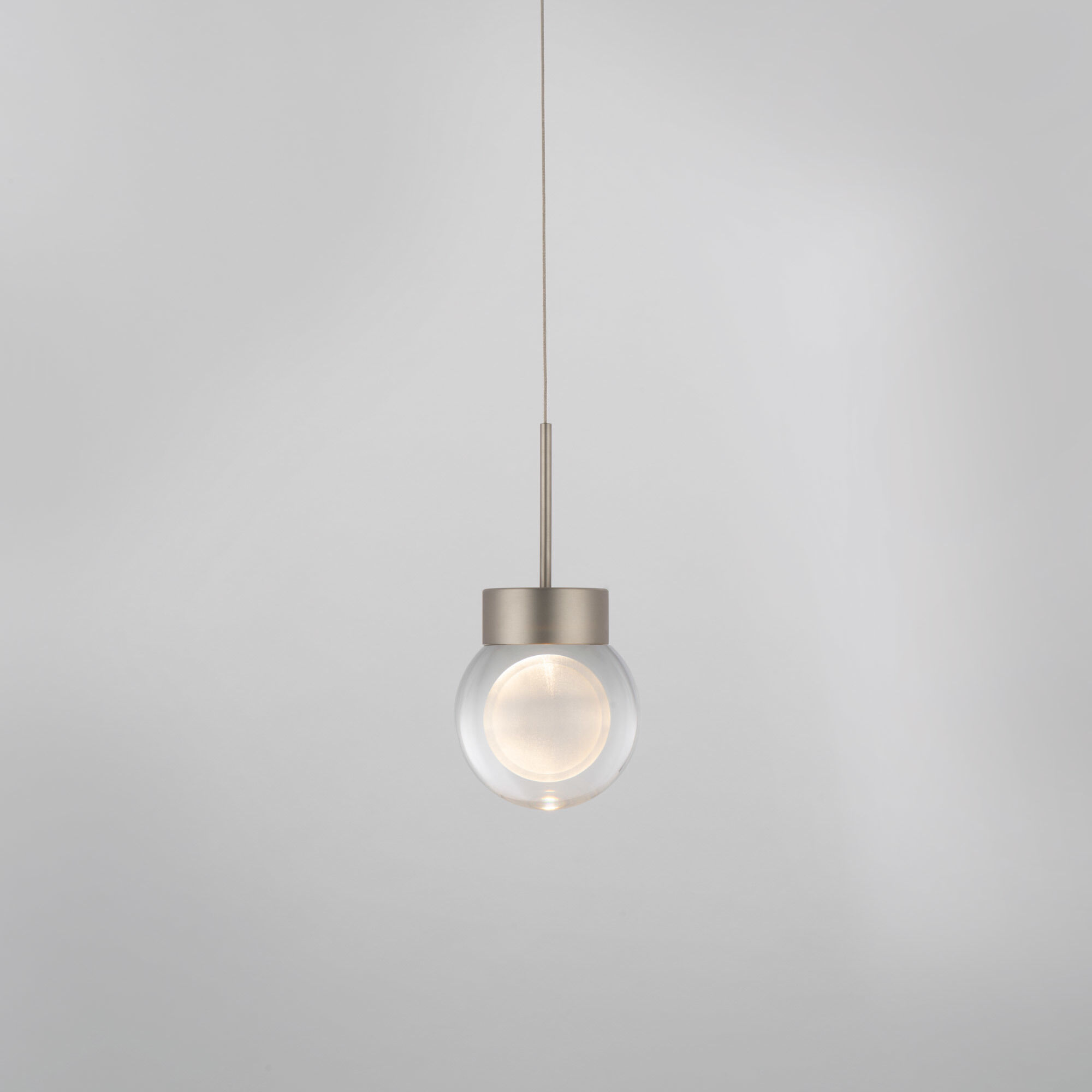 Double Bubble LED 5.13 inch Satin Nickel Pendant Ceiling Light in false