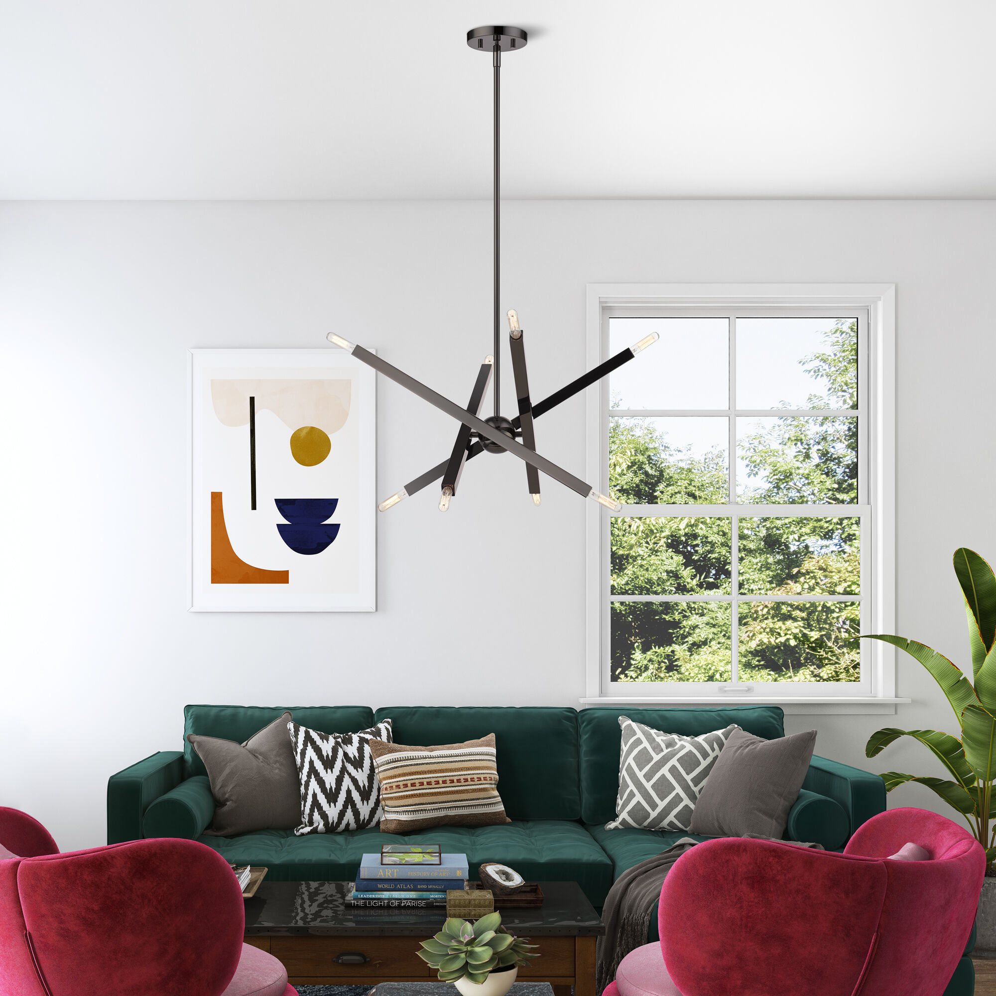 Monaco 8 Light 23 inch Black Chrome Chandelier Ceiling Light