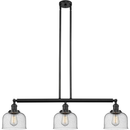 Franklin Restoration Large Bell 3 Light 41 inch Oil Rubbed Bronze Island Light Ceiling Light in Seedy Glass, Franklin Restoration
