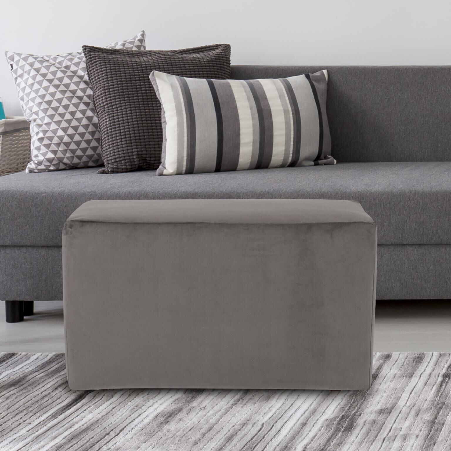 Bella 20 inch Pewter Gray Ottoman