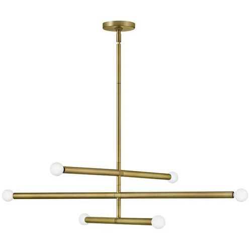 Millie LED 35.75 inch Lacquered Brass Chandelier Ceiling Light, Semi-Flush Mount