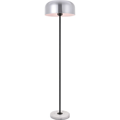 Peru 63 inch 40 watt Brushed Nickel and Black with White Marble Floor lamp Portable Light