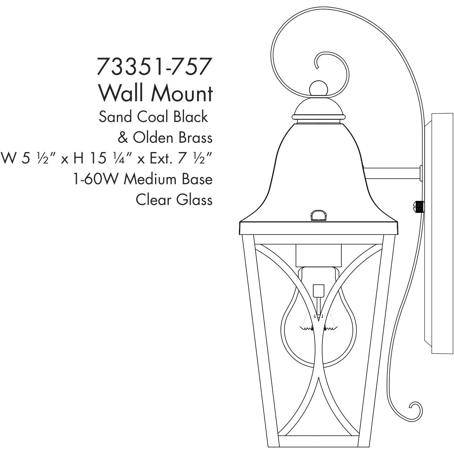 Cardigan Outdoor Wall Mount in Sand Coal and Olden Brass, Great Outdoors