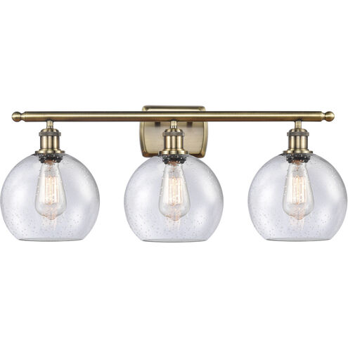 Ballston Athens LED 26 inch Antique Brass Bath Vanity Light Wall Light in Seedy Glass, Ballston