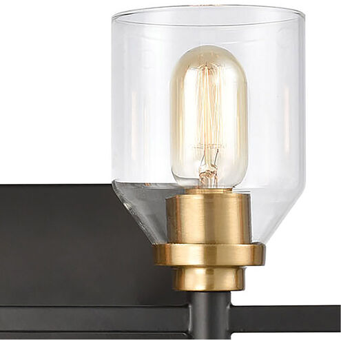 Monongahela 4 Light 28 inch Matte Black with Satin Brass Vanity Light Wall Light