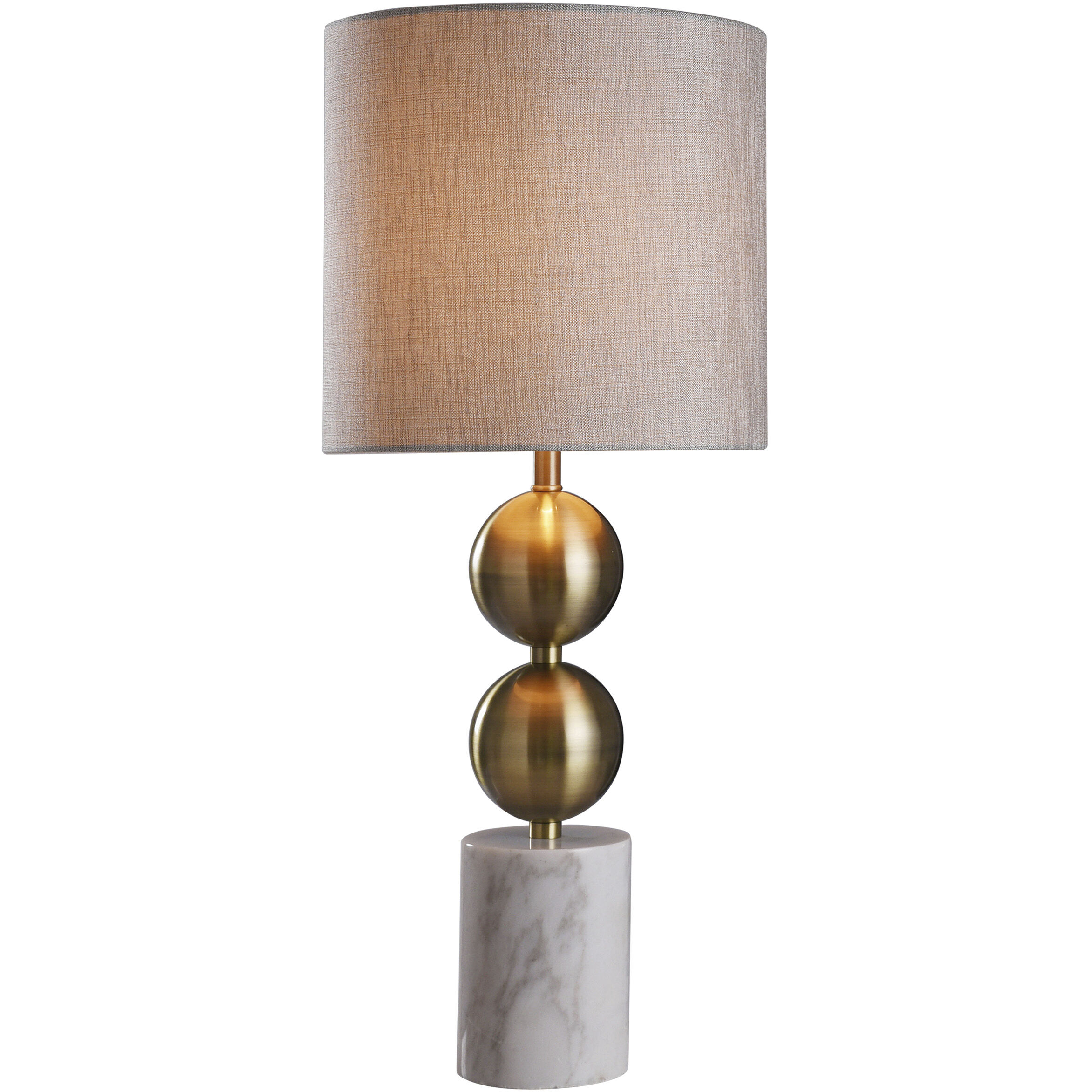 Racine 32 inch 100.00 watt Brass Metal Body With White Marble Base Table Lamp Portable Light
