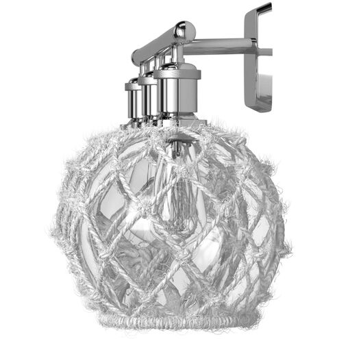 Ballston Farmhouse Rope 3 Light 28 inch Polished Chrome Bath Vanity Light Wall Light in Bulb Not Included, Clear Glass with White Rope, Ballston